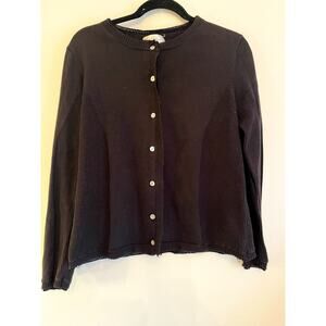 susan Bristol womens L solid Black Button up sweater